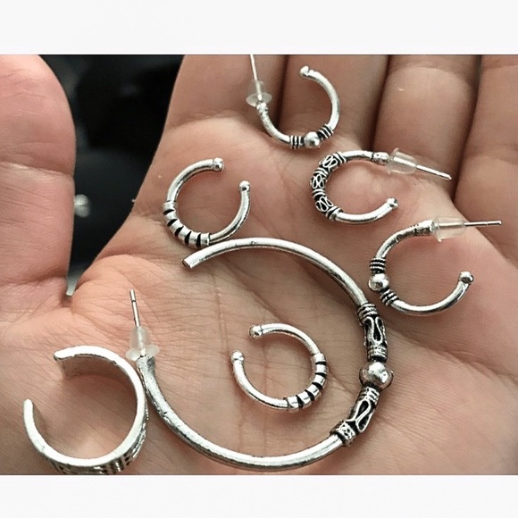 2/$20! 4 Boho 3/4 Hoop Earrings & 3 Ear Cuffs - Picture 5 of 8
